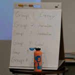 bottle and flipchart